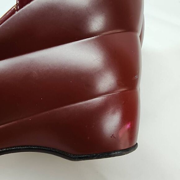 Via Spiga Size 7.5 B Dark Red Platform Patent Leather Heels L - Picture 10 of 11